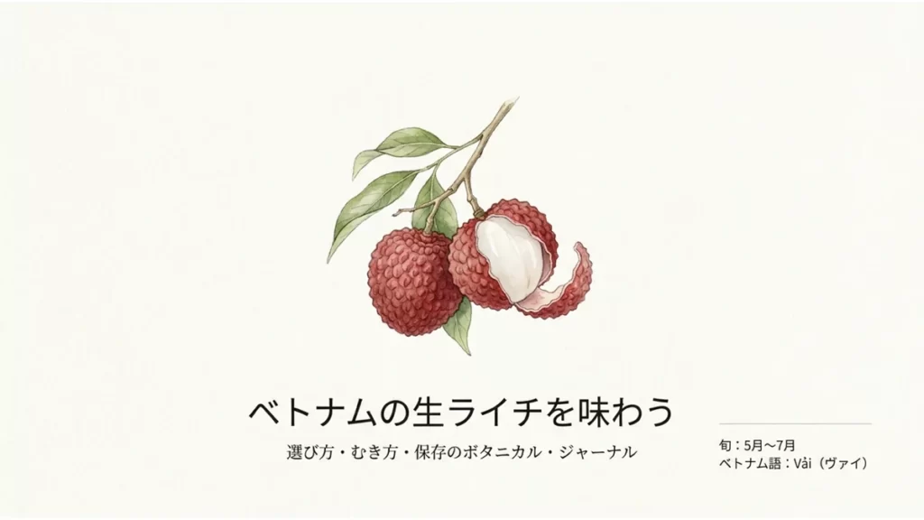 ベトナムの生ライチを味わう。選び方・むき方・保存のボタニカル・ジャーナル。旬は5月〜7月、ベトナム語はVải(ヴァイ)