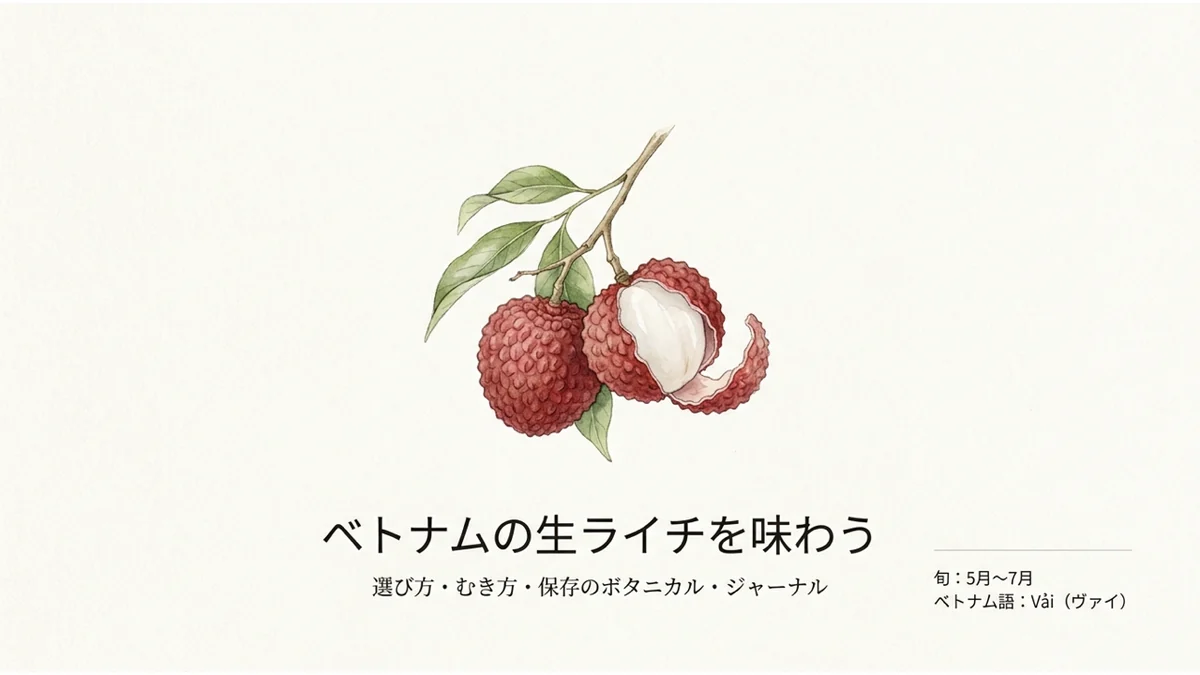 ベトナムの生ライチを味わう。選び方・むき方・保存のボタニカル・ジャーナル。旬は5月〜7月、ベトナム語はVải(ヴァイ)