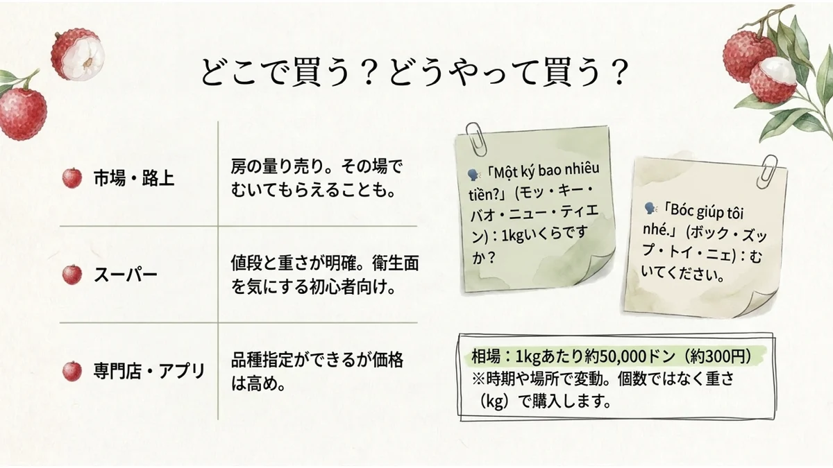 どこで買う?どうやって買う?購入場所の比較と値段を尋ねるフレーズ