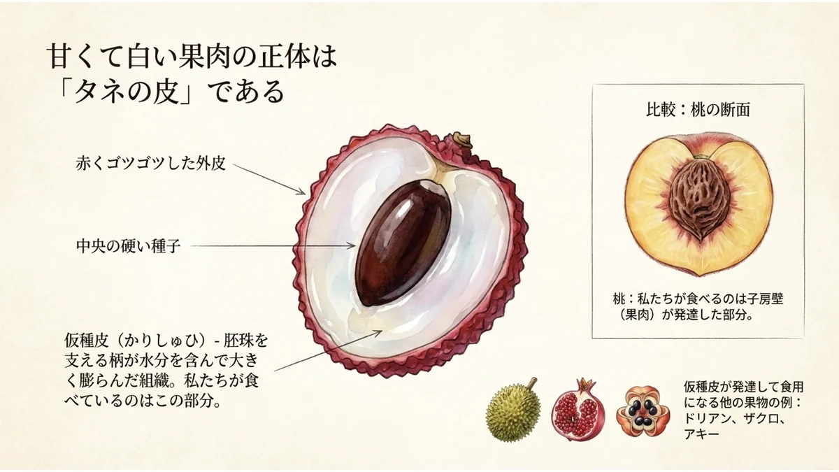 甘くて白い果肉の正体は「タネの皮」である
