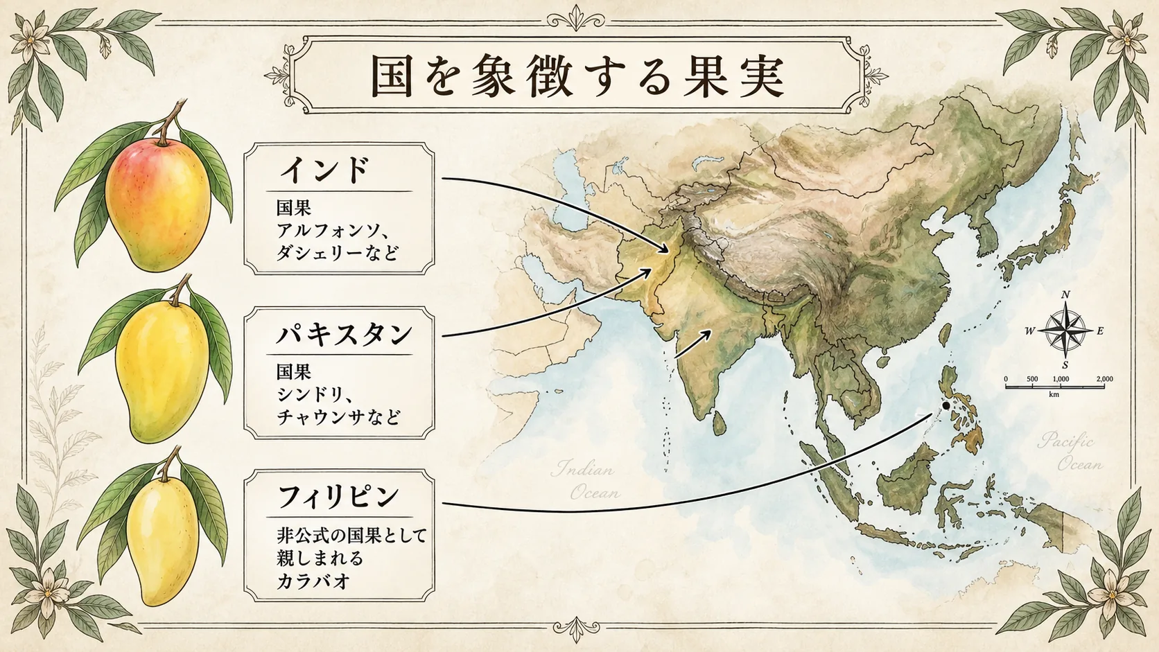 インドとパキスタンの国果、フィリピンで非公式の国果として親しまれるマンゴー