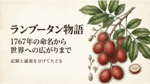 「ランブータン物語」と枝に実るランブータンを描いた表紙