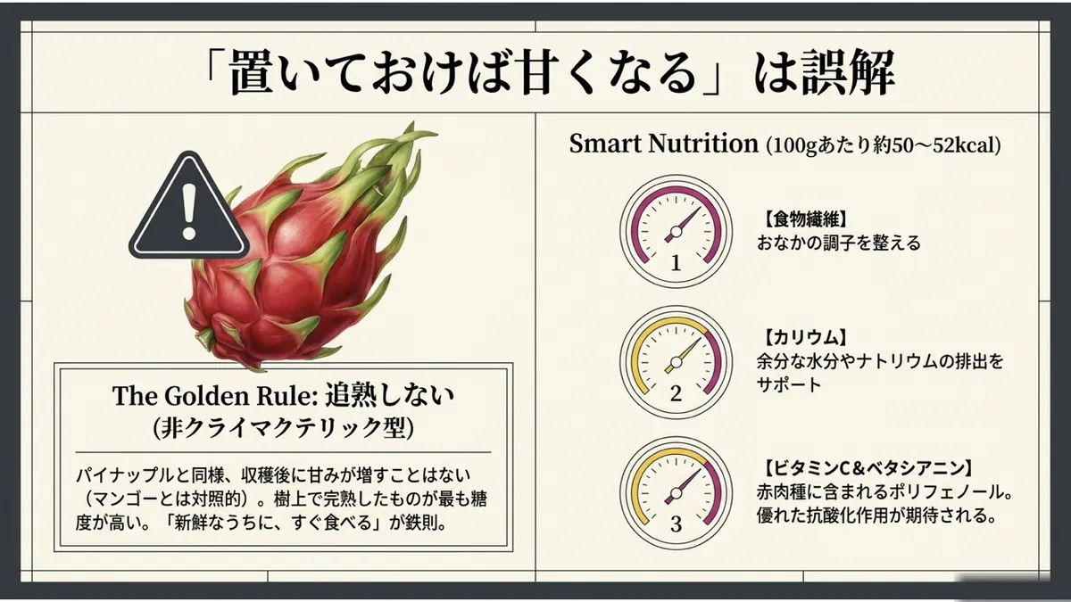 「置いておけば甘くなる」は誤解。The Golden Rule: 追熟しない(非クライマクテリック型)
