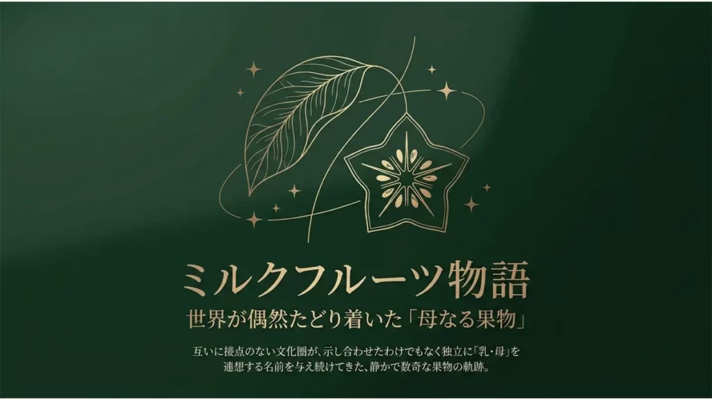 ミルクフルーツ物語:世界が偶然たどり着いた「母なる果物」。互いに接点のない文化圏が、示し合わせたわけでもなく独立に「乳・母」を連想する名前を与え続けてきた、静かで数奇な果物の軌跡