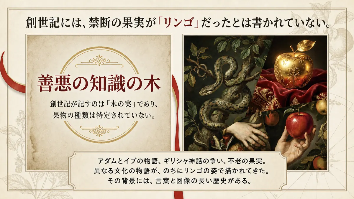 エデンの禁断の果実がリンゴとして描かれてきた絵画を並べた図