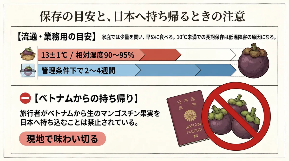 マンゴスチンの業務用保存条件とベトナムから日本への持ち込み注意