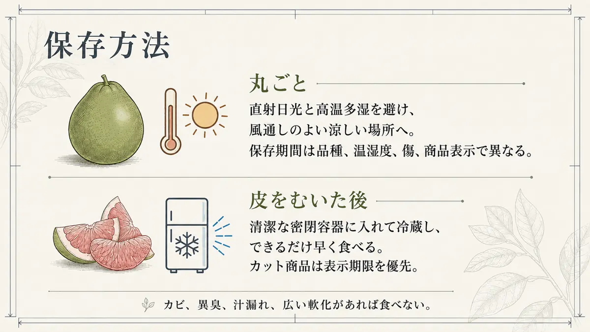 丸ごとのザボンと剥いた果肉の保存方法