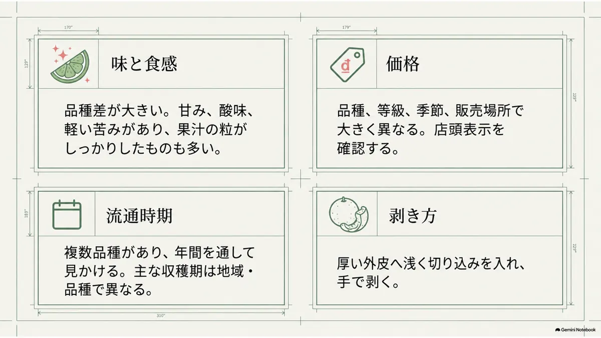 ベトナムのザボンの呼び名、味、流通、食べ方をまとめた早見表