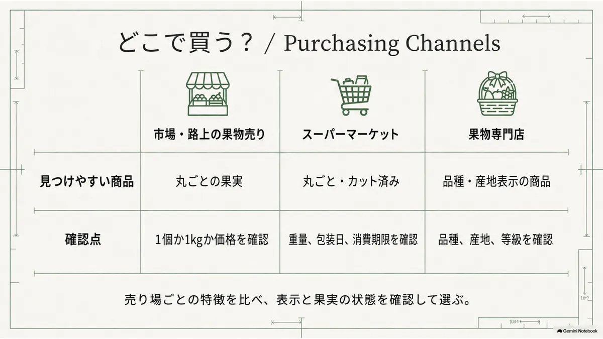 市場、スーパー、果物専門店でザボンを選ぶときの確認点