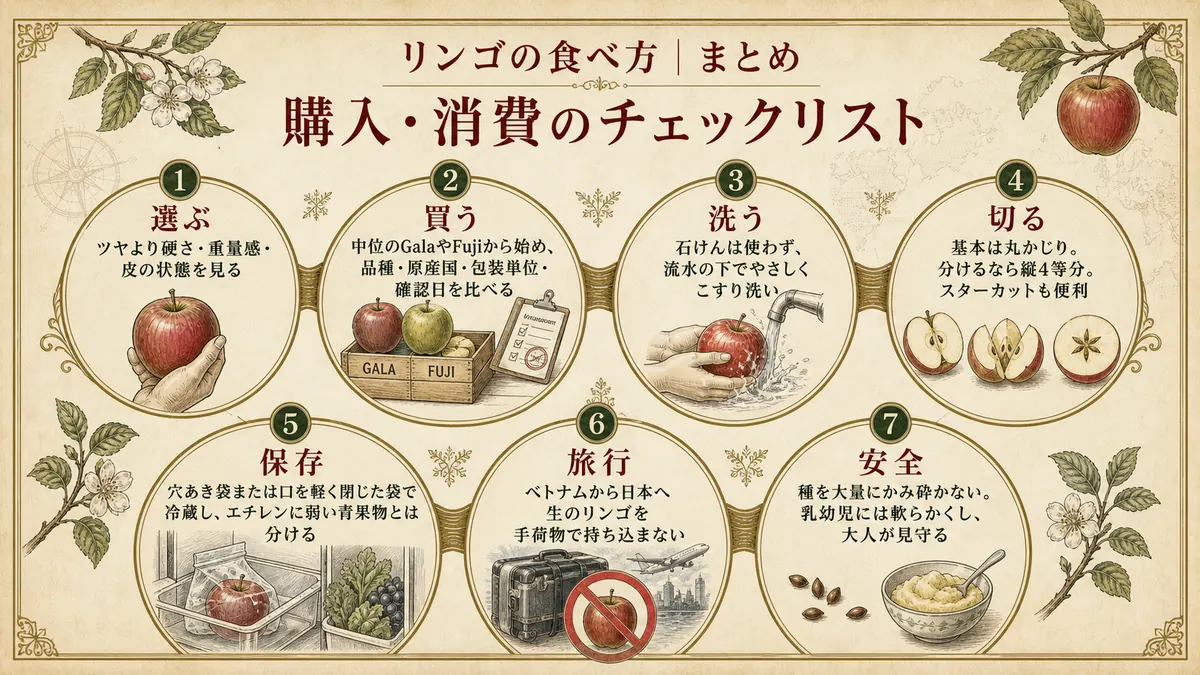 リンゴの購入・消費チェックリスト7項目