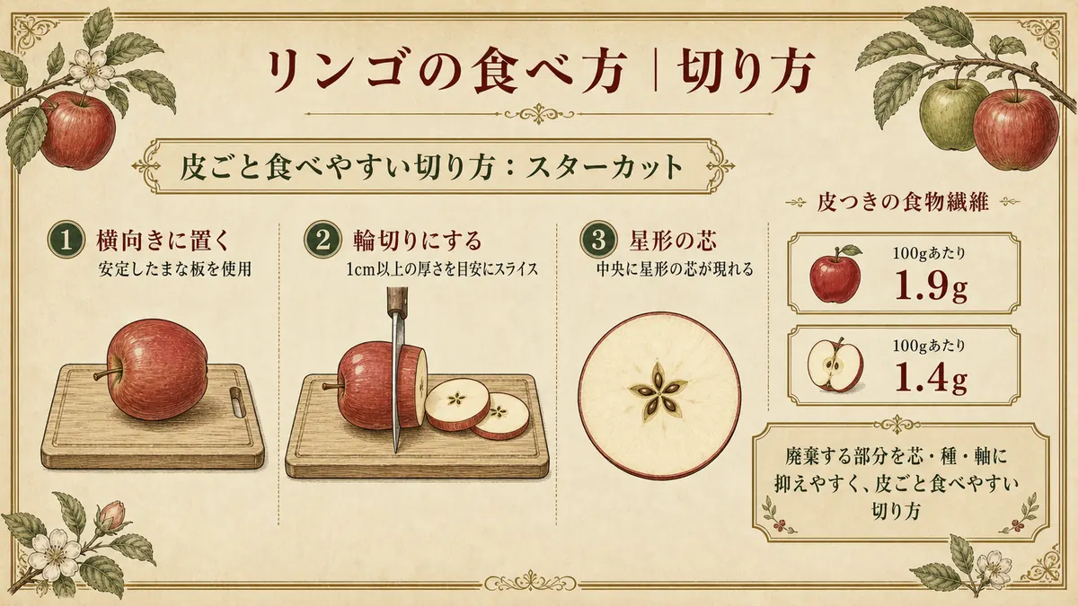 皮ごと食べやすいスターカットの切り方3手順