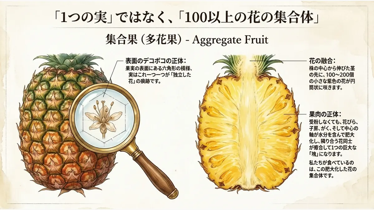 「1つの実」ではなく「100以上の花の集合体」