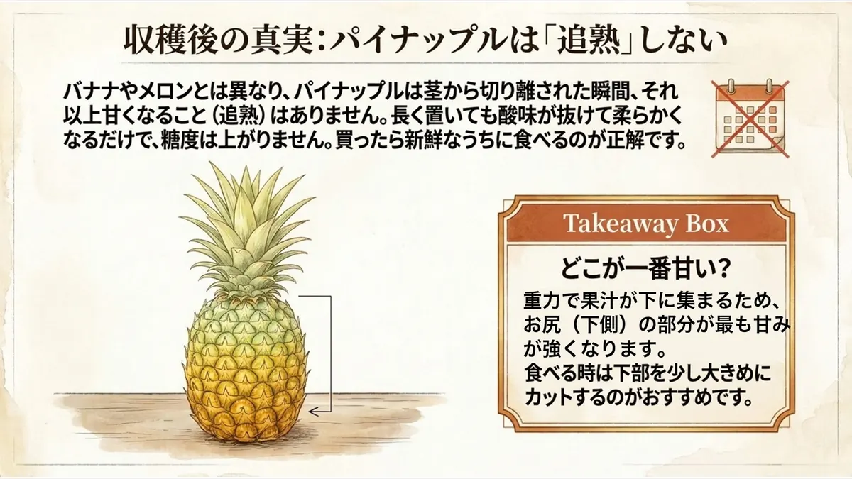 収穫後の真実:パイナップルは「追熟」しない