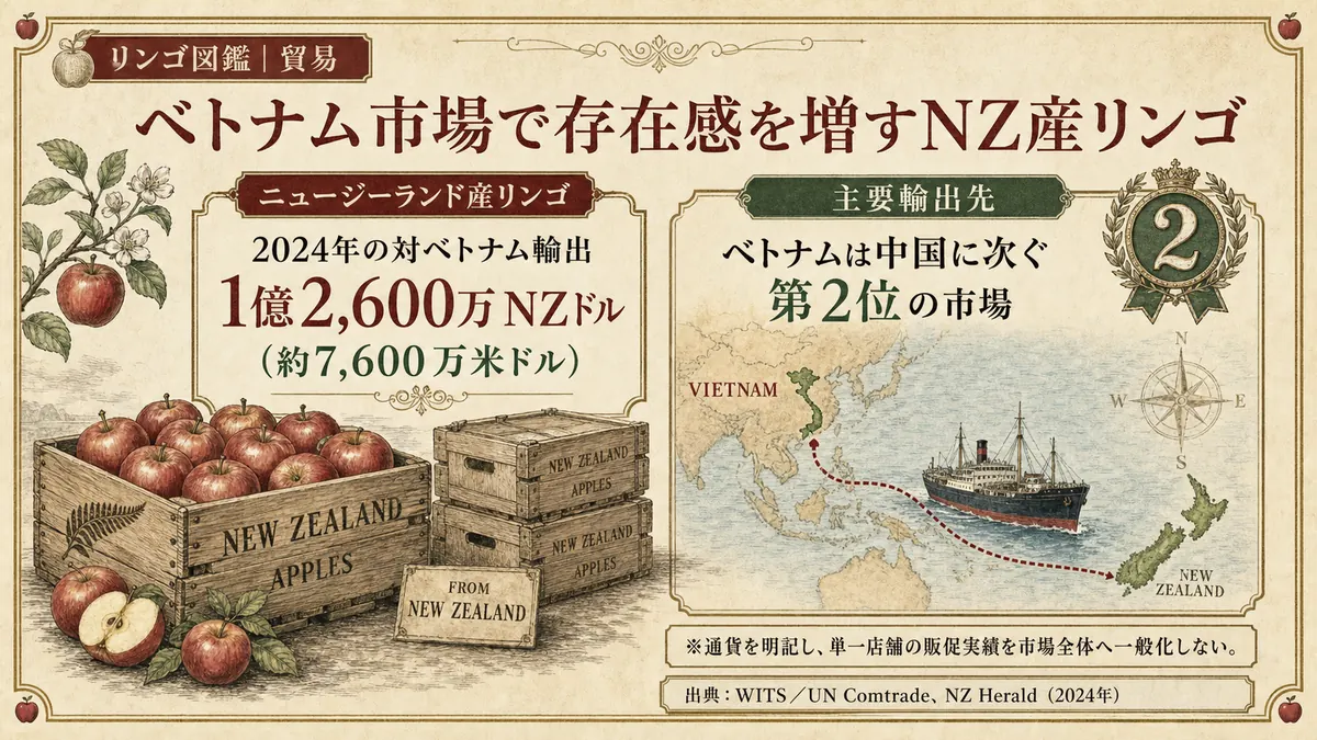 ニュージーランド産リンゴの対ベトナム輸出額を示す図