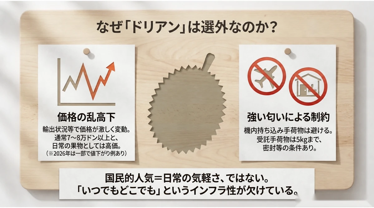 ドリアンが日常的な果物15選から外れた理由