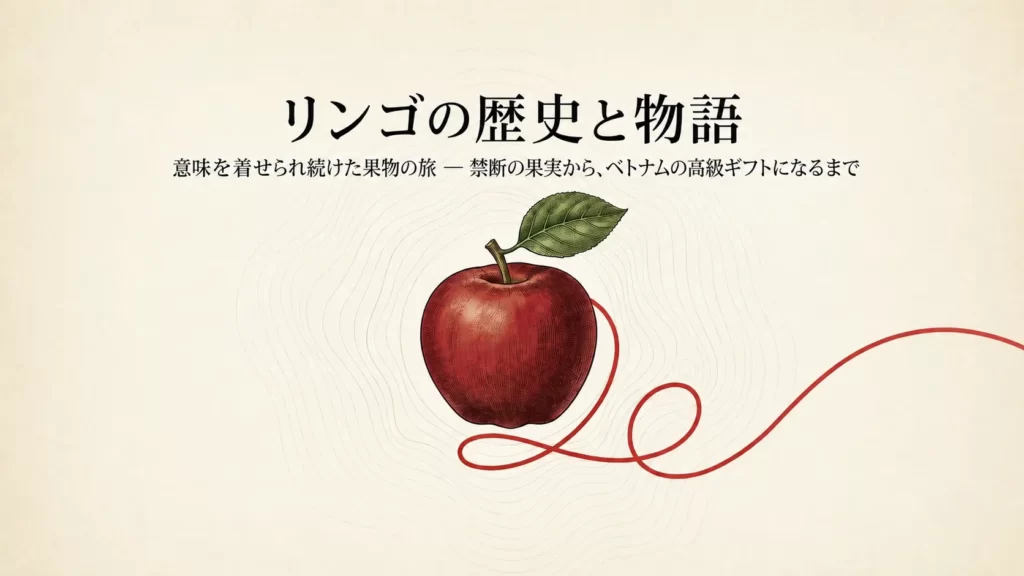 リンゴの歴史と物語の表紙。赤いリンゴと、禁断の果実からベトナムの贈答文化までをたどる副題