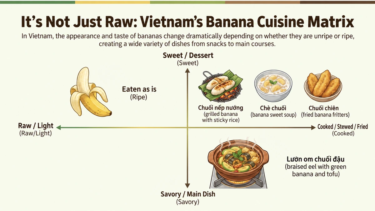 Beyond fresh fruit: Vietnam's banana dishes range from sweet snacks to savory meals, depending on whether the bananas are ripe or green.