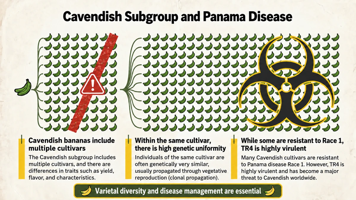 Cavendish is a subgroup containing several cultivars. Diversity and disease management are important.