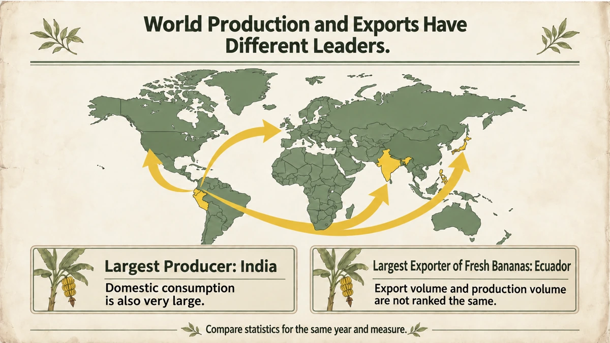 Production and exports are different measures. Compare statistics using the same year and indicator.