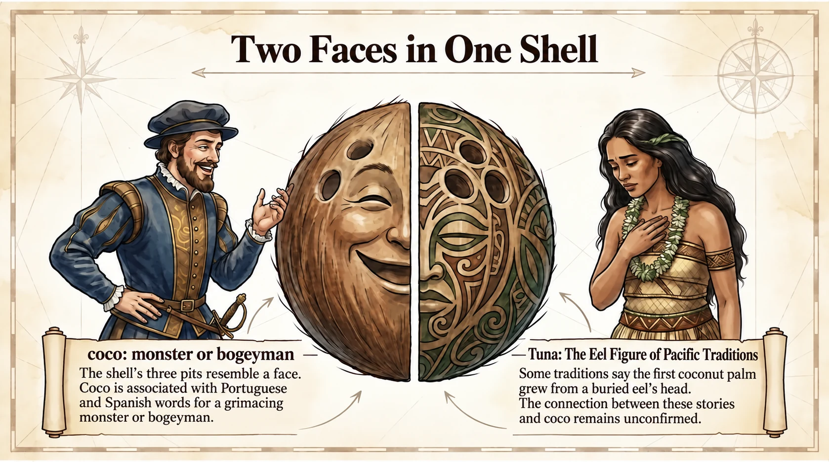 The European coco etymology and Pacific eel traditions