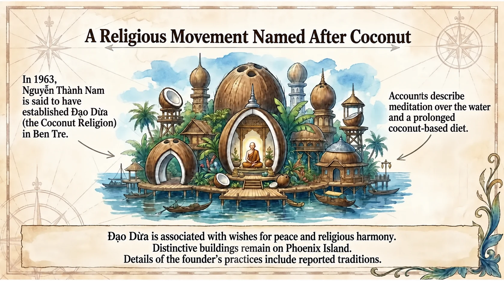 Đạo Dừa and its coconut-inspired religious buildings