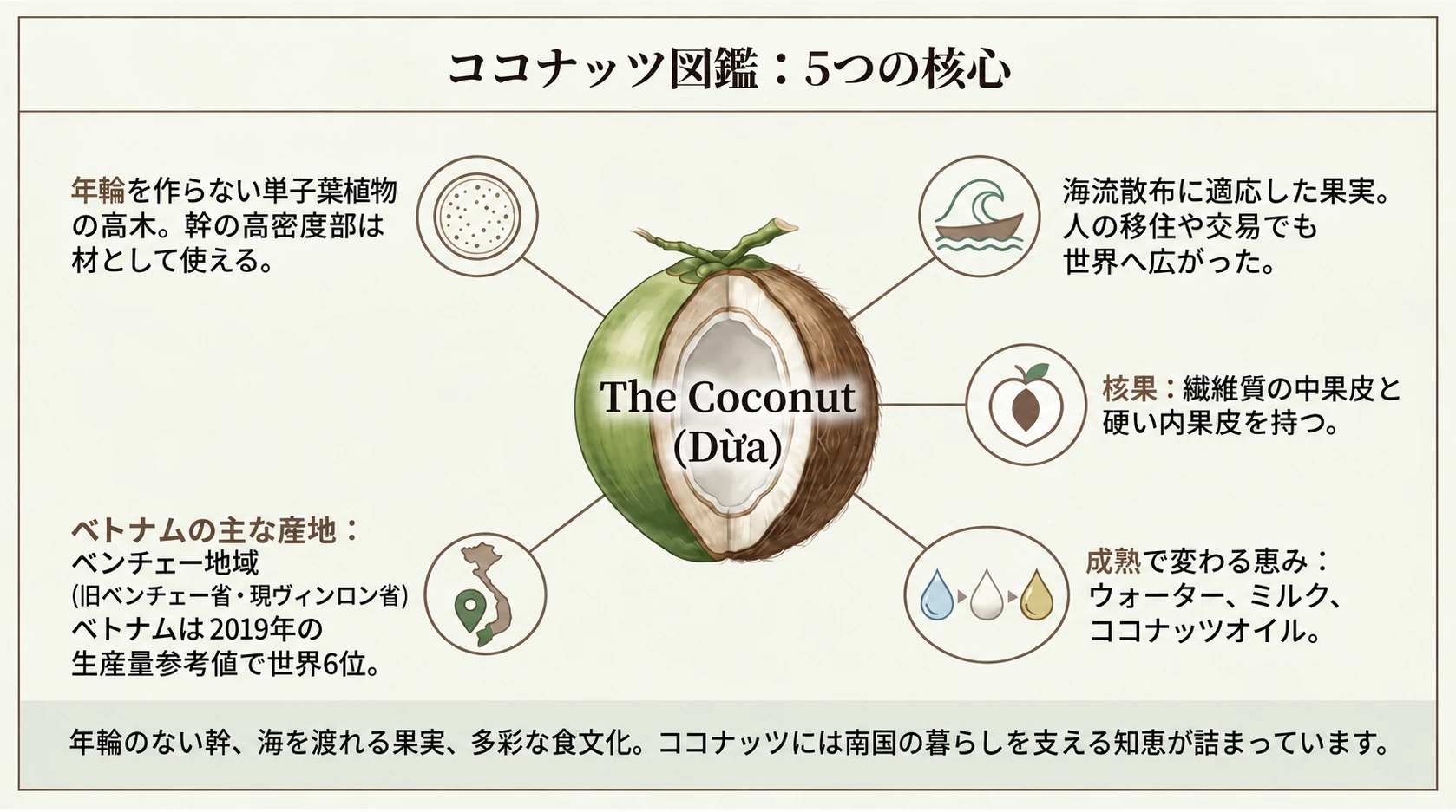 ココナッツの分類・利用・生産国のまとめ