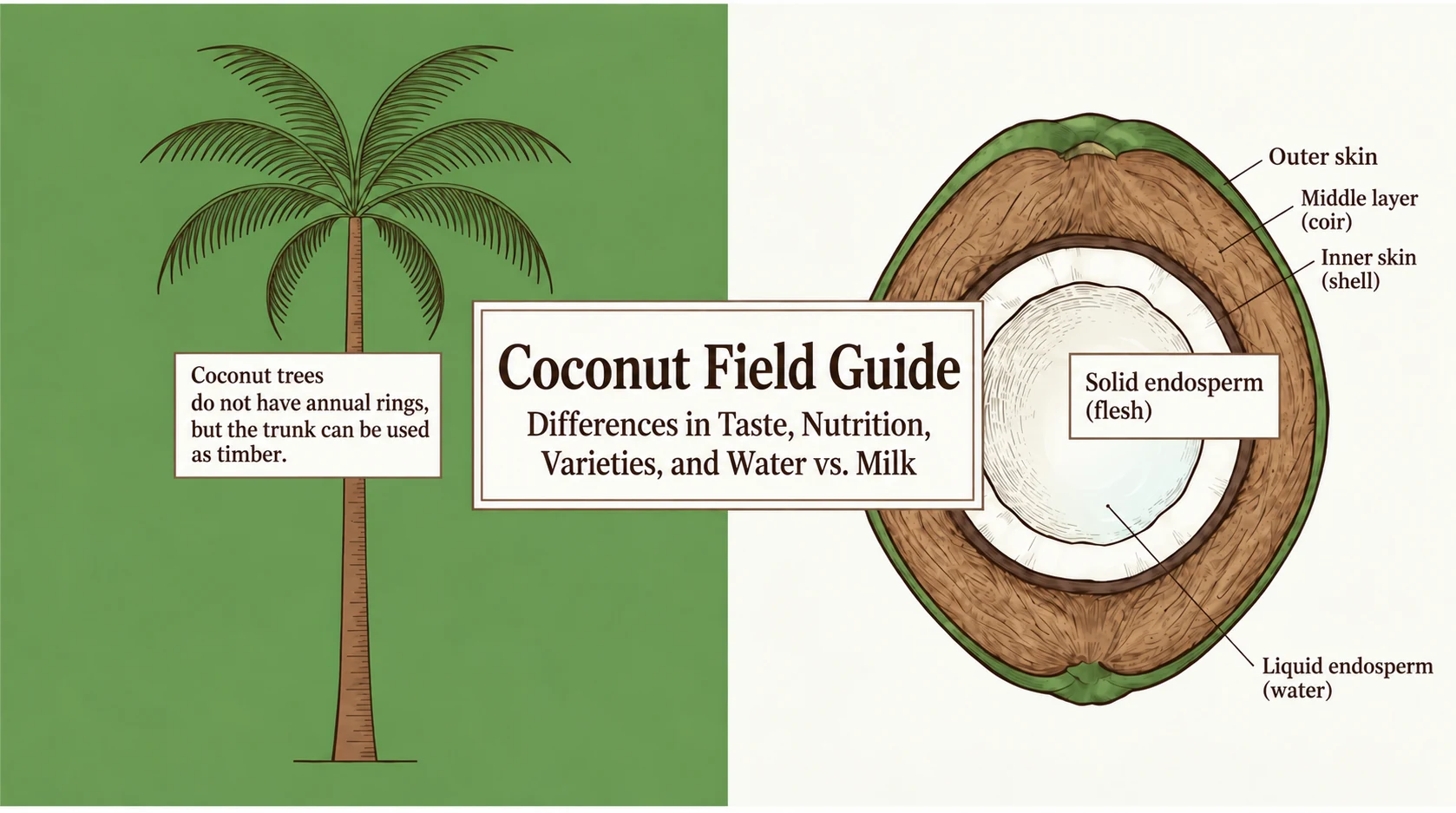 Coconut Field Guide: Taste, Nutrition, Varieties, Water and Milk