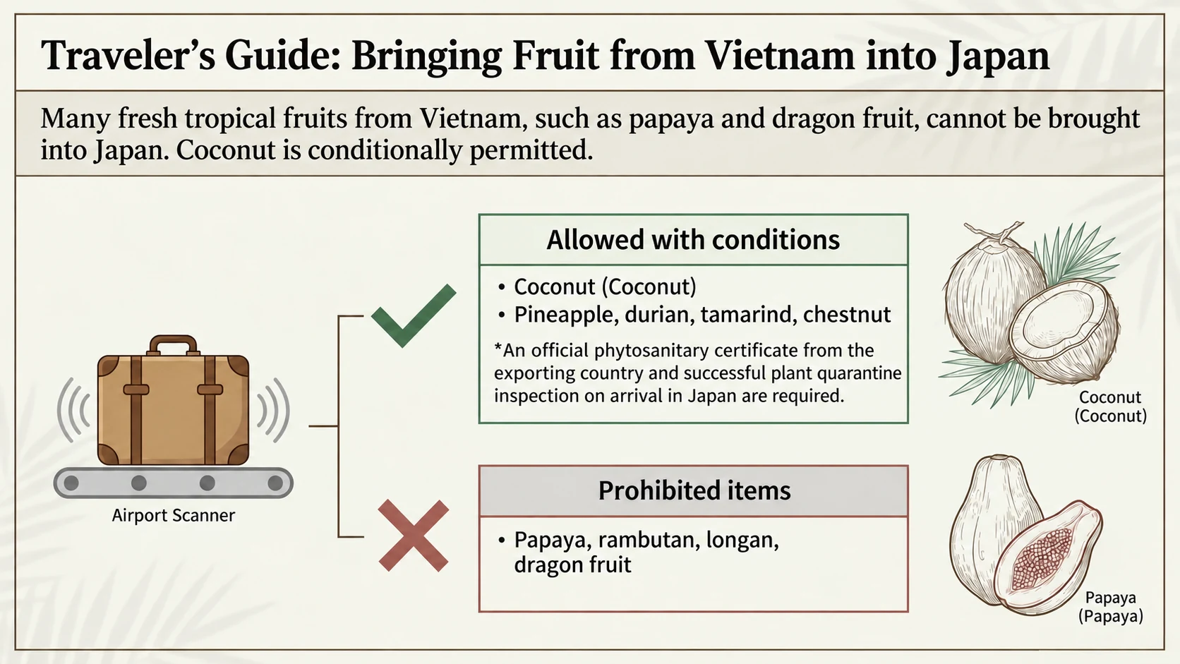 Conditions for bringing fruit from Vietnam into Japan