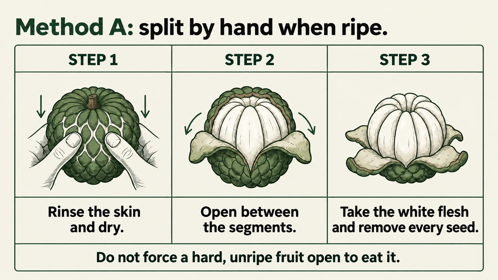Wash the skin, open between the segments and remove the seeds.
