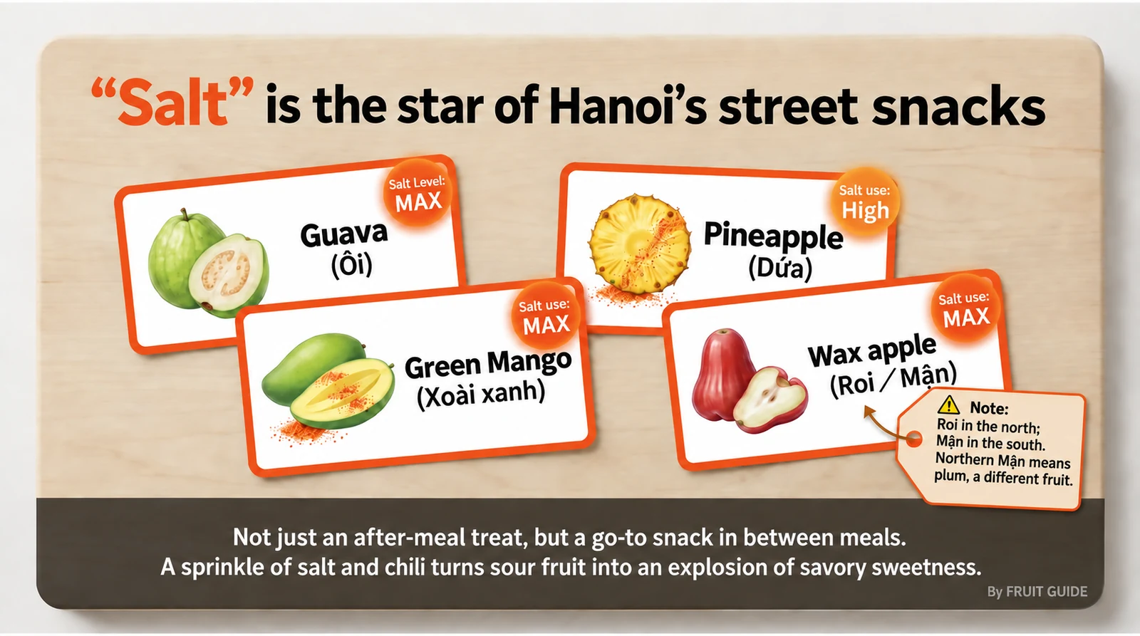 Fruit often served with dipping salt — English version of the Japanese infographic