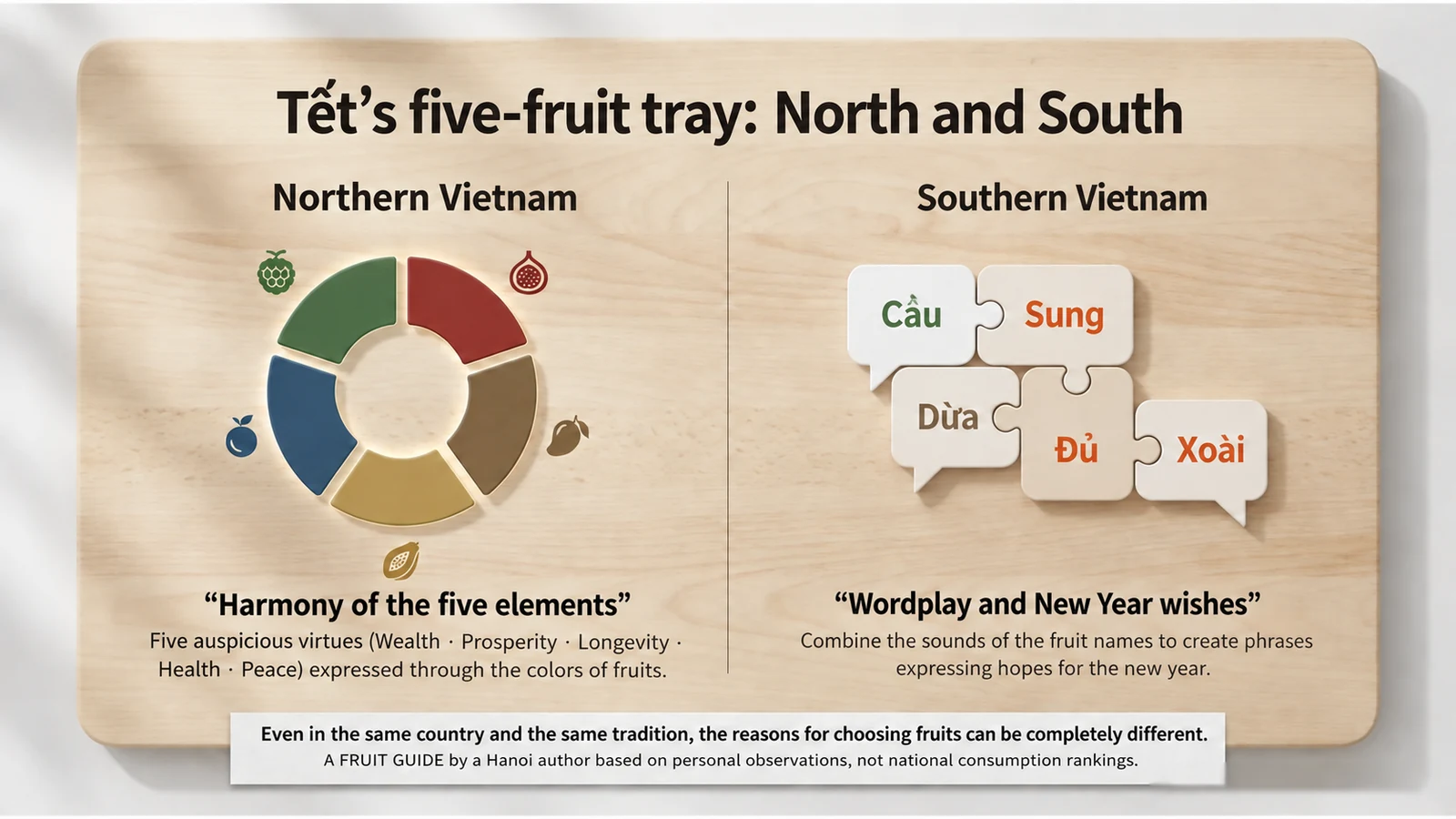 Tết: northern and southern traditions — English version of the Japanese infographic