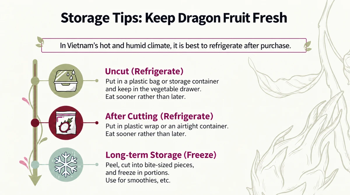 Refrigerate whole and cut fruit, or peel and freeze for longer storage