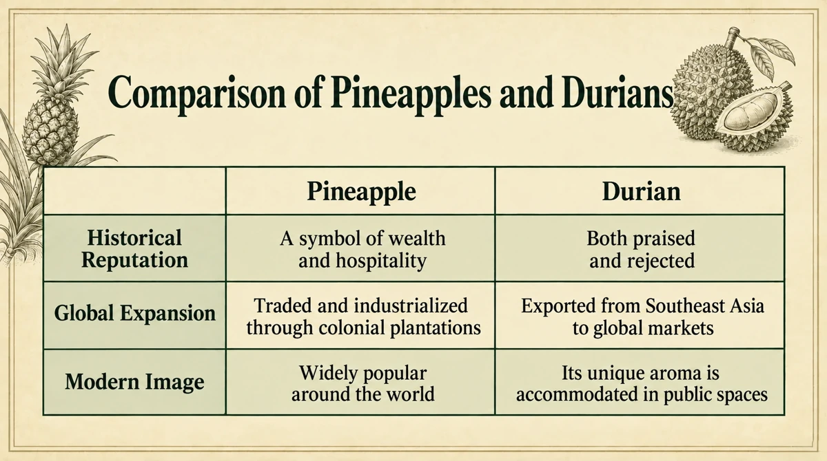 The two fruits followed different histories of public perception and distribution.
