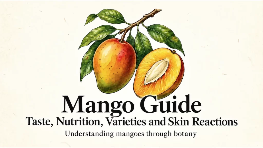 Explore mango taste, nutrition, varieties and skin reactions through botany.