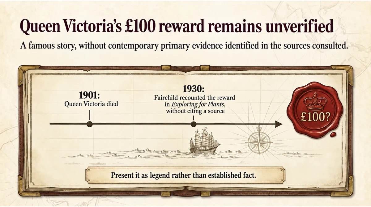 Contemporary primary evidence supporting the royal reward has not been identified.