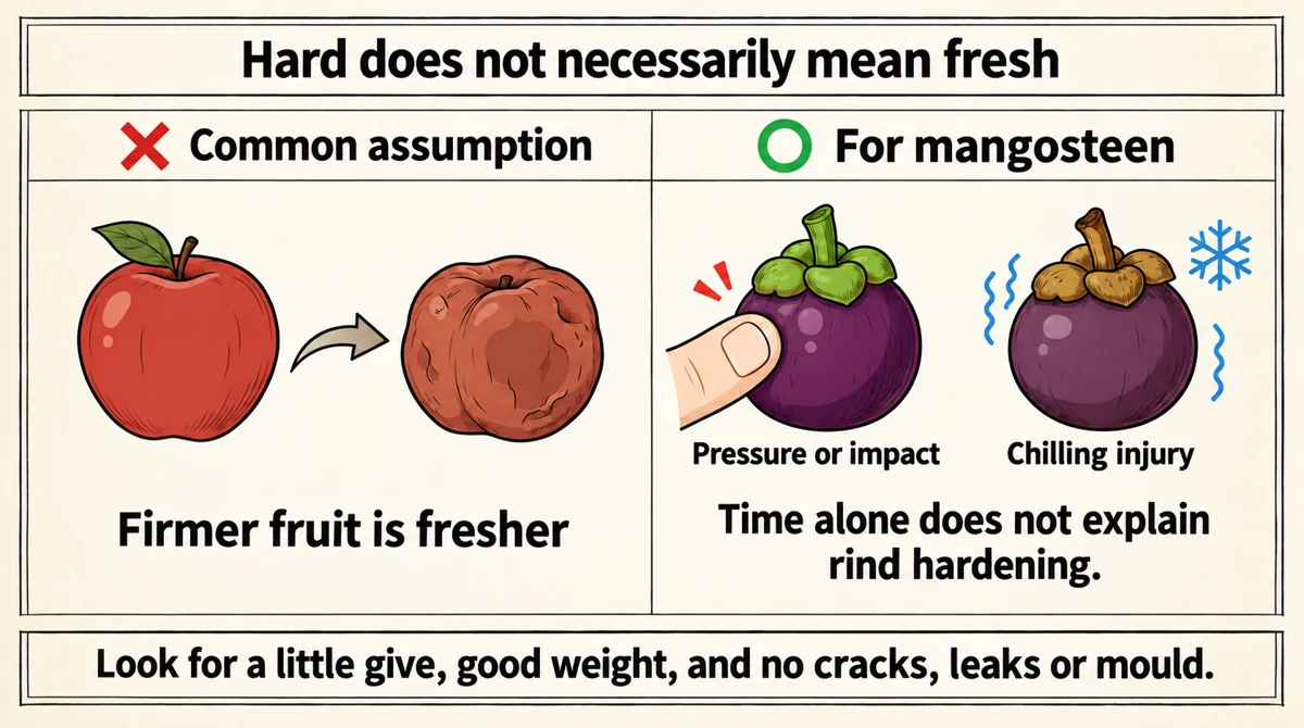 Firmness alone does not establish freshness.