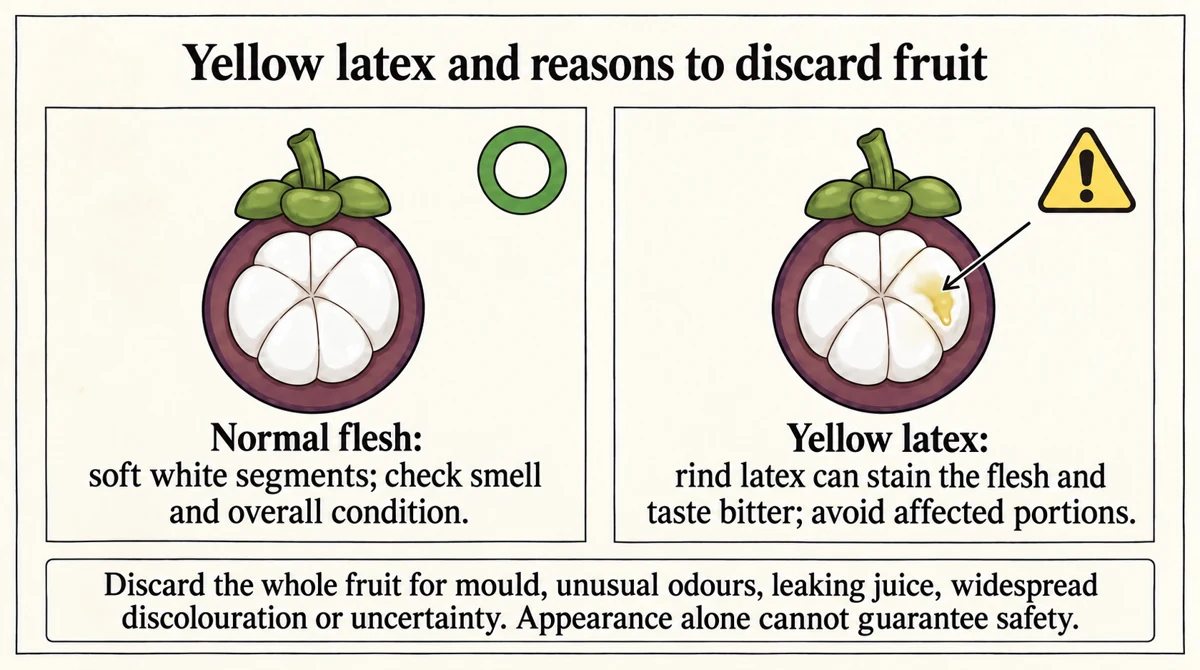 Do not eat fruit with mould, unusual odours, leaks or widespread discolouration.