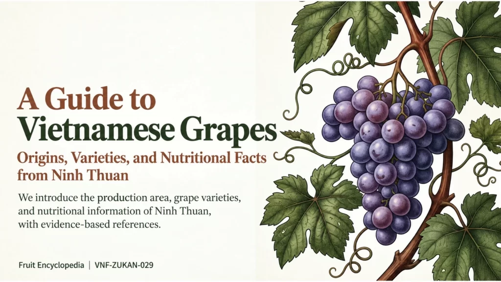Botanical grape illustration introducing the Vietnam grape guide