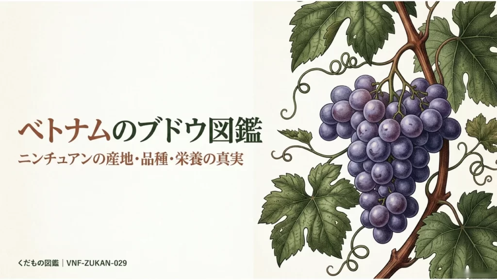 ベトナムのブドウ図鑑の表紙。西洋のブドウの木版画イラストとタイトル