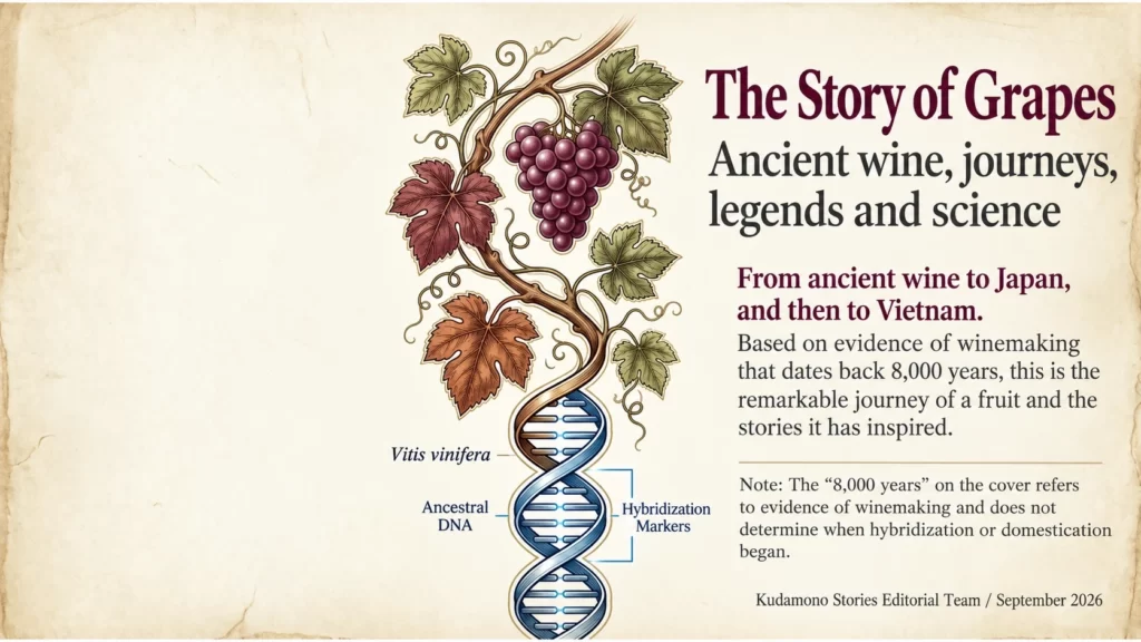 Grapevine and DNA illustration introducing the history of grapes