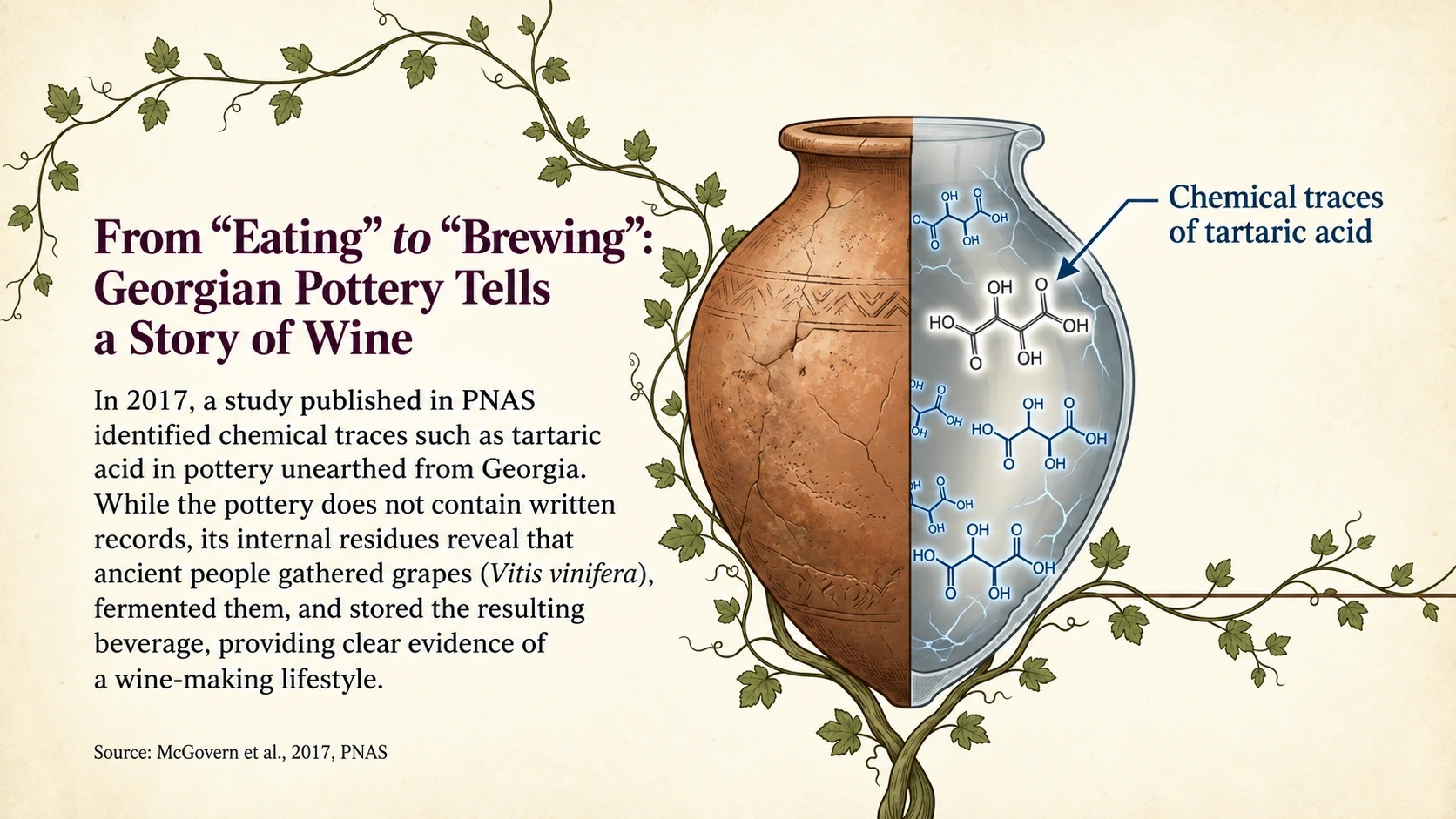 Georgian pottery with a schematic depiction of chemical wine residues