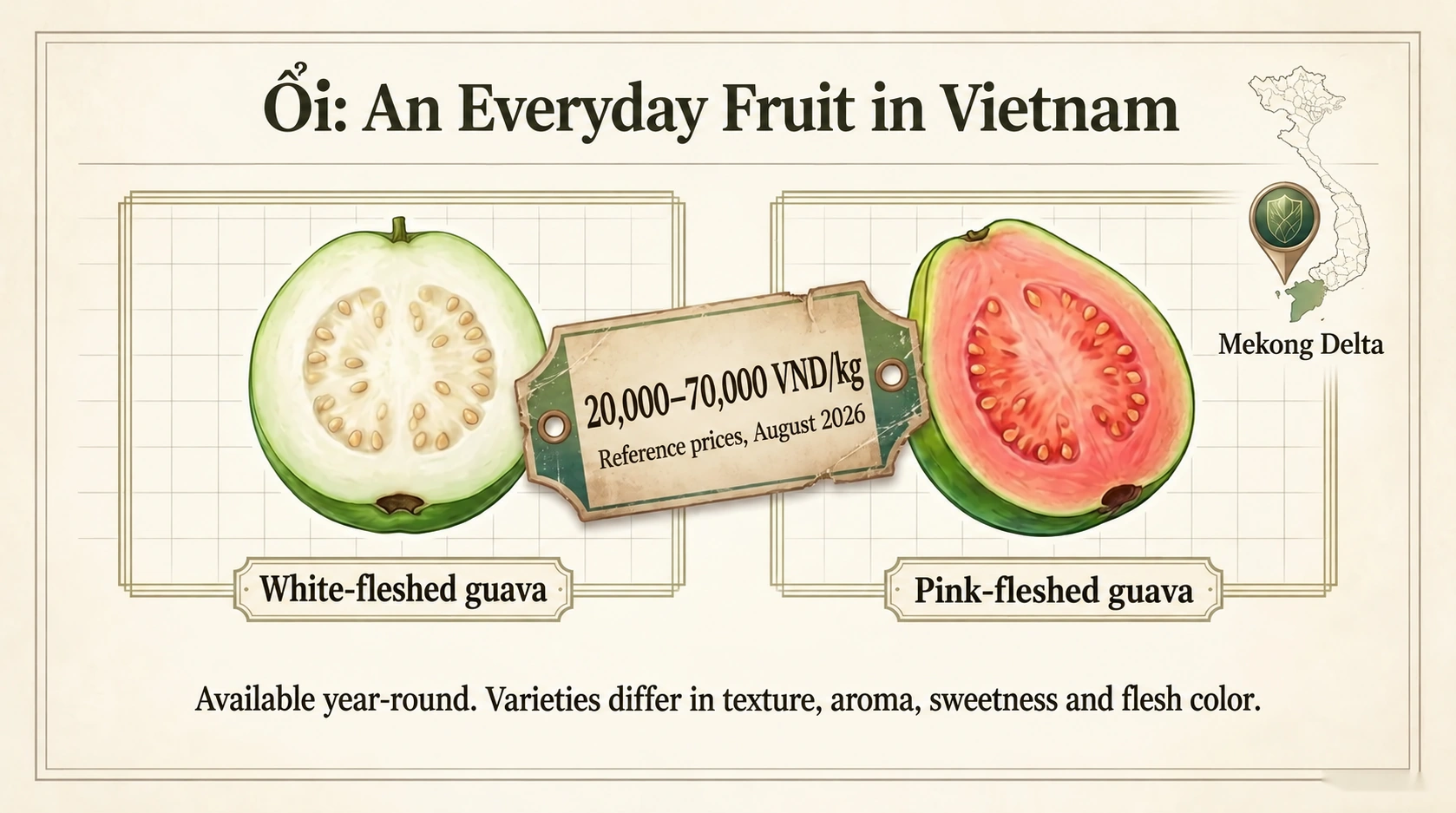 Guava varieties and reference prices in Vietnam