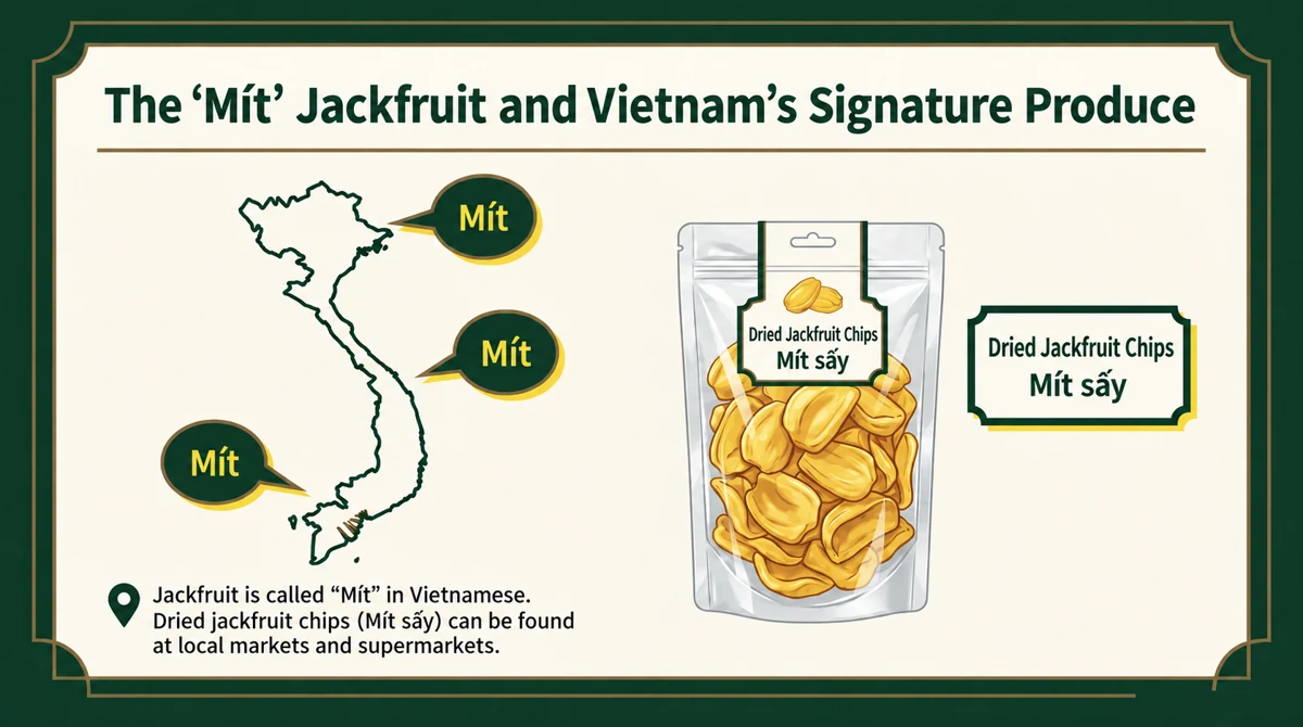 Mít is the basic Vietnamese name; dried chips are called Mít sấy.