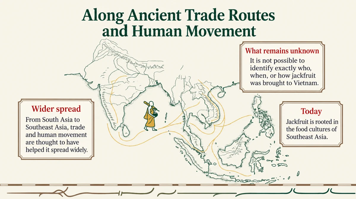 Gradual spread with trade and migration; the precise arrival in Vietnam is unknown.