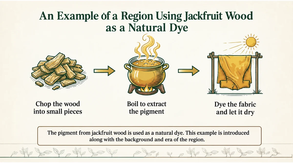 A regional example of heartwood used for dye, rather than a universal Buddhist practice.