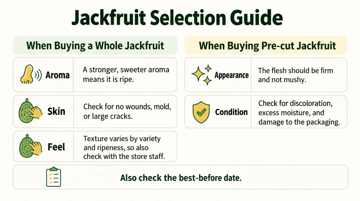 Ask about variety and maturity. Check prepared packs for damage, discoloration, leakage and use-by dates.