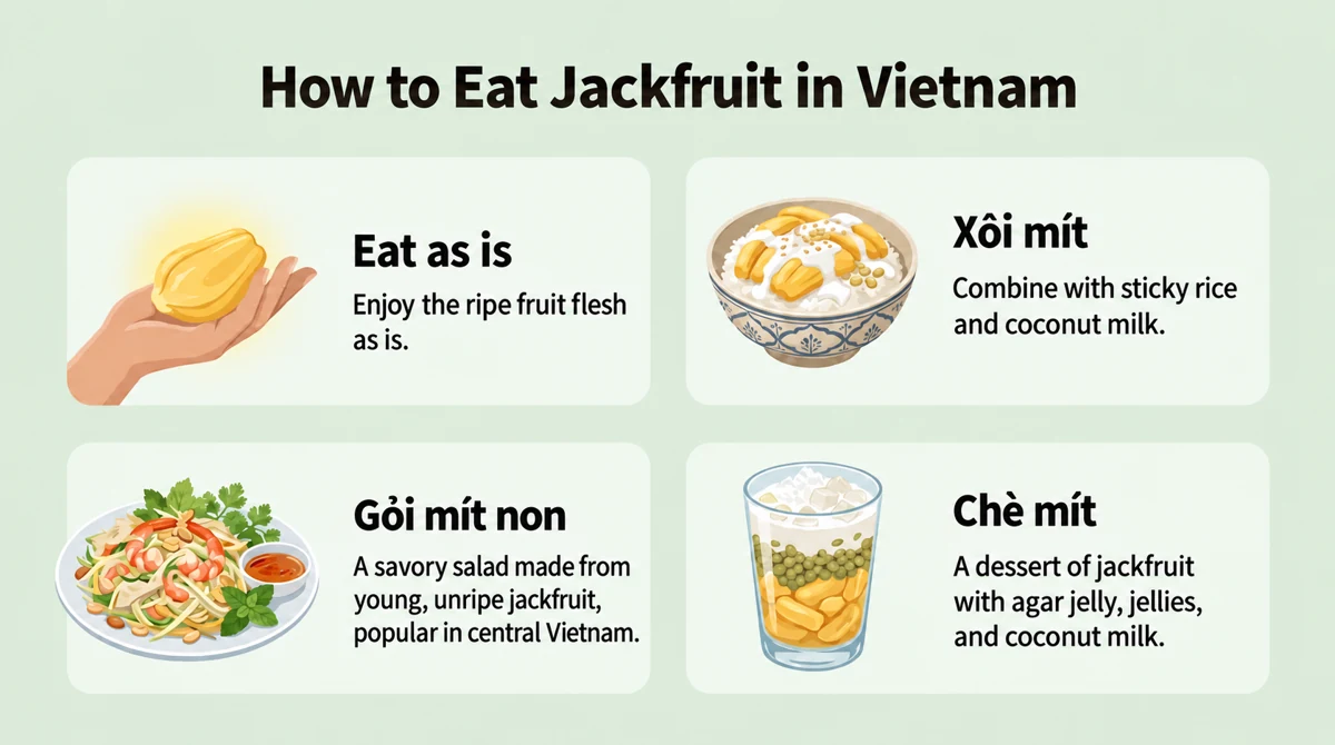 Fresh fruit, sticky rice, young-fruit salad and chè; recipes vary by region and shop.