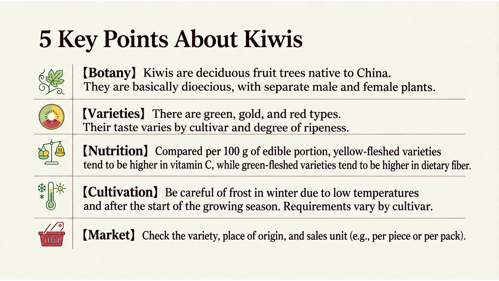 Kiwifruit in five perspectives