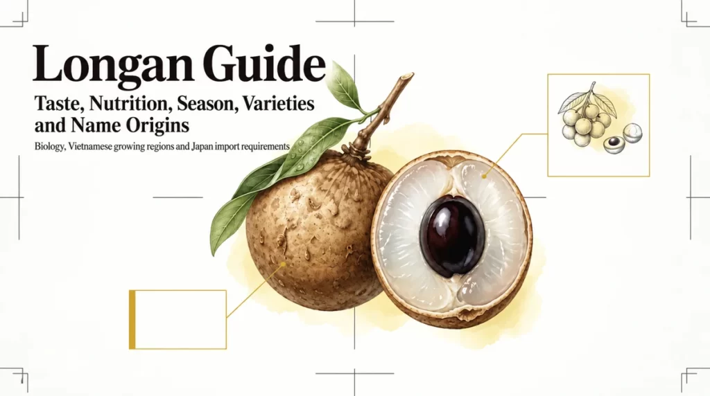 Longan Guide: whole longan fruit, pale translucent flesh and glossy dark seeds.