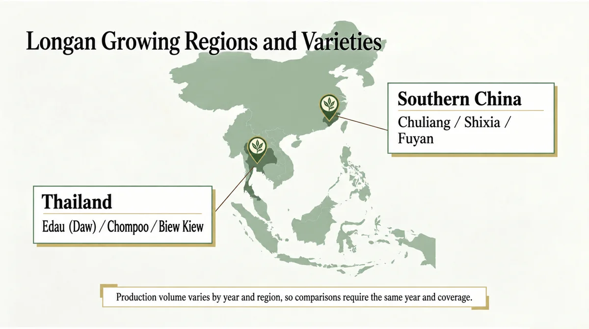 Important growing regions and representative varieties.